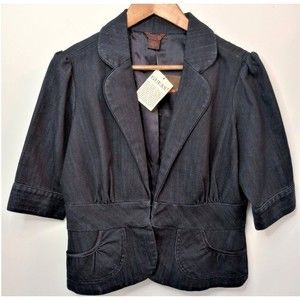 Sz XL Guess Denim Blazer NWT Peplum Puffed Shoulders R$54